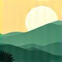 Stylized icon representing Asheville's local wellness: mountain peaks and a small, delicate plant.