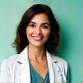Portrait of Dr. Anya Sharma, a sharp and engaging woman with an inviting smile.