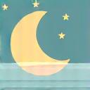 Stylized icon representing sleep optimization: a crescent moon and stars over a peaceful bed.